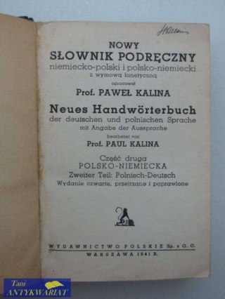 NOWY SŁOWNIK PODRĘCZNY NIEMIECKO-POLSKI I POLSKO NIEMIE
