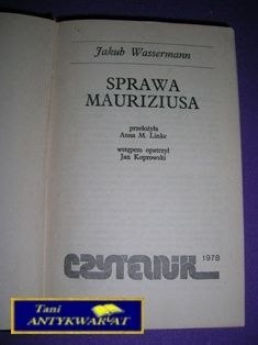 SPRAWA MAURZIUSA - J. Wassermann