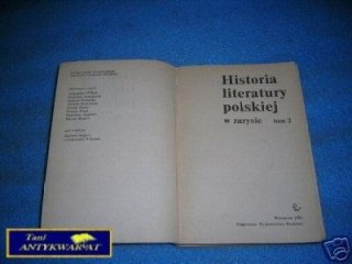 HISTORIA LITERATURY POLSKIEJ W ZARYSIE T.II