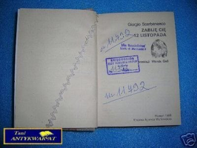 ZABIJĘ CIĘ 12 LISTOPADA - G. Scerbanenco