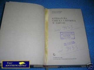 LITERATURA GRECKA I RZYMSKA W ZARYSIE - M.Cytowska