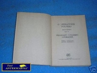 O LITERATURZE POLSKIEJ CZĘŚĆ III PROGR. I POLEM