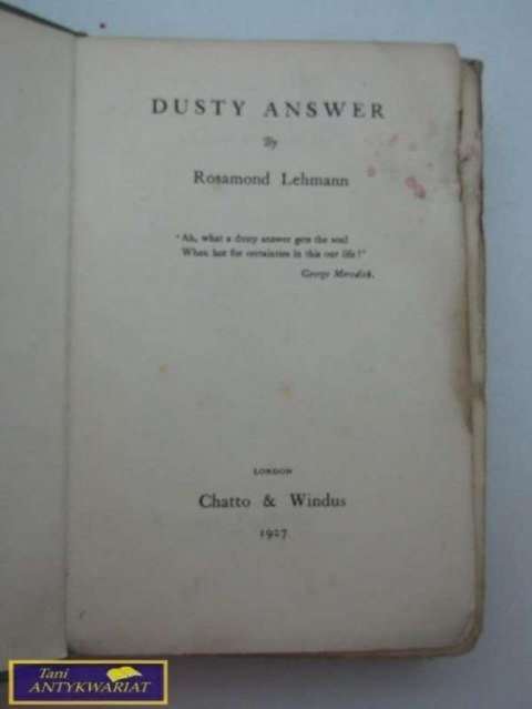 DUSTY ANSWER - Rosamond Lehman