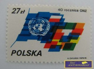 ZNACZEK POCZTOWY 40 ROCZNICA ONZ