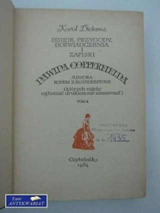 DZIEJE, PRZYGODY... I ZAPISKI DAWIDA COPPERFIELDA wydanie 1954 rok