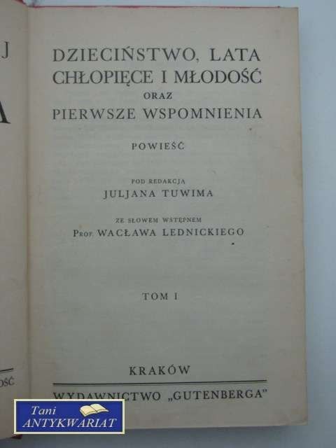 DZIEŁA DZIECIŃSTWO, LATA CHŁOPIĘCE I MŁODOŚĆ