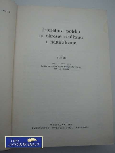 LITERATURA POLSKA W OKRESIE REALIZMU I NATURALIZMU