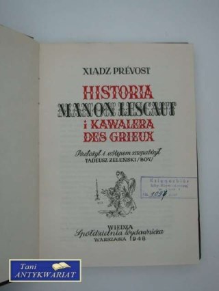 HISTORIA MANON LESCAUT