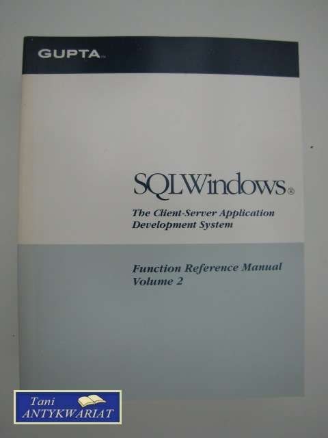SQL WINDOWS FUNCTION REFERENCE MANUAL VOLUME 2
