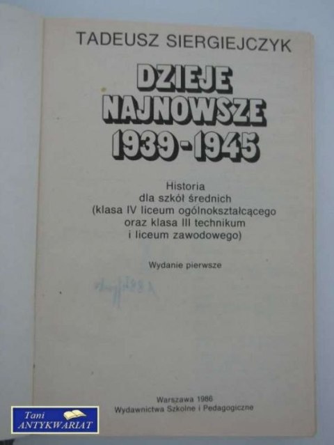 DZIEJE NAJNOWSZE 1939-1945