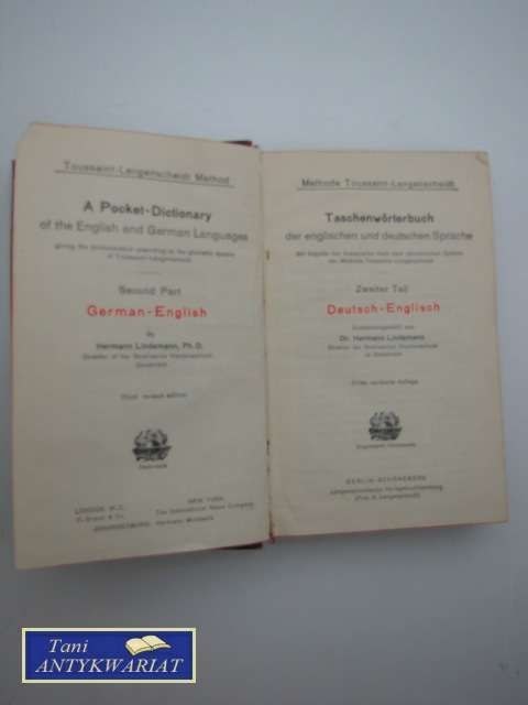 LANGENSCHEIDTS TASCHENWORTERBUCH wyd. 1929 rok