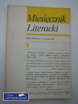 MIESIĘCZNIK LITERACKI NR 1 STYCZEŃ 1984