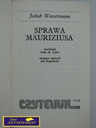 SPRAWA MAURIZIUSA Jakub Wassermann