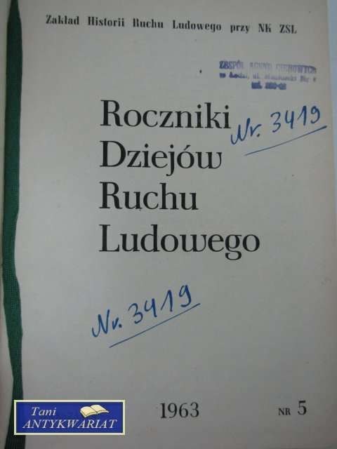 ROCZNIKI DZIEJÓW RUCHU LUDOWEGO ROCZNIKI DZIEJÓW RUCHU LUDOWEGO