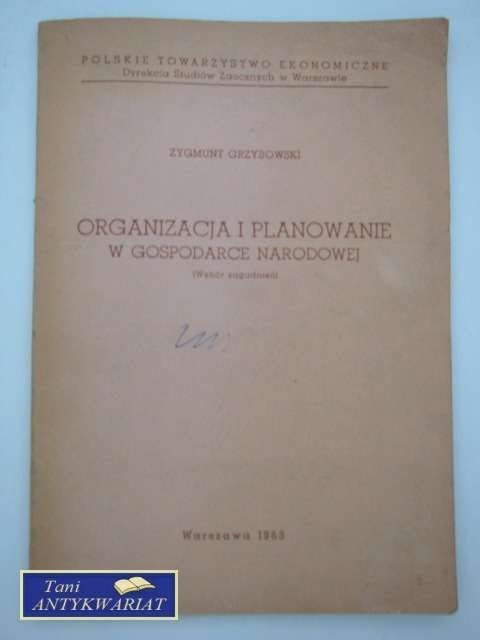 ORGANIZACJA I PLANOWANIE W GOSPODARCE NARODOWEJ