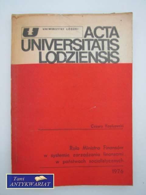 ROLA MINISTRA FINANSÓW W SYSTEMIE ZARZĄDZANIA FINANSAMI