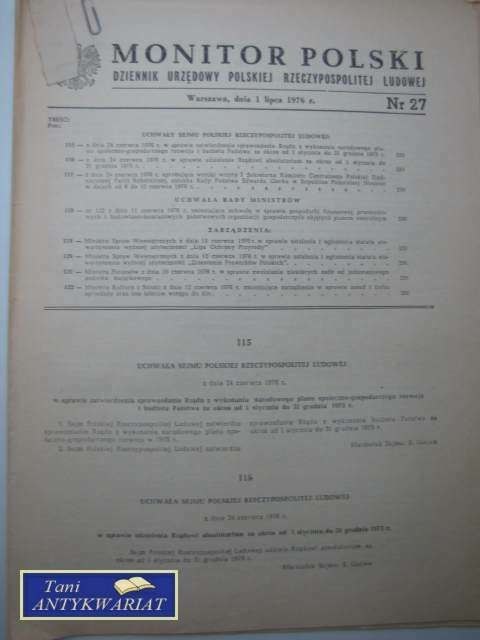 MONITOR POLSKI NR 27