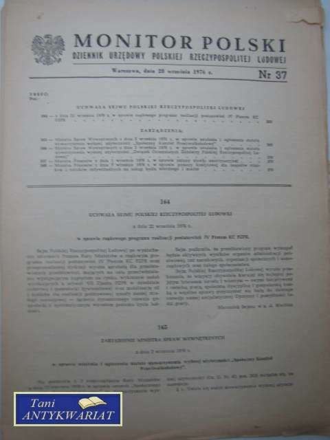 MONITOR POLSKI NR 37
