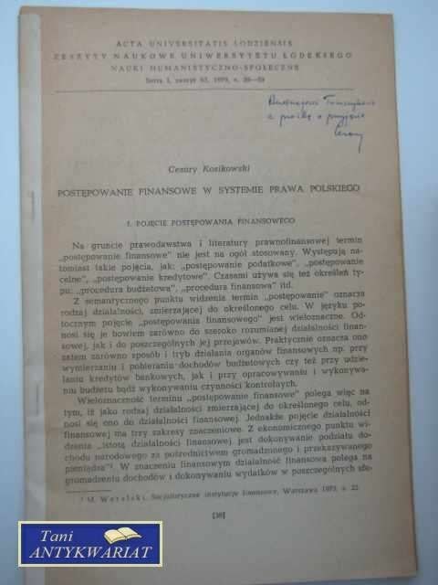 POSTĘPOWANIE FINANSOWE W SYSTEMIE PRAWA POLSKIEGO