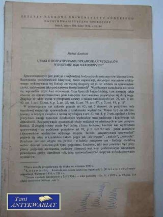 UWAGI O ROZPATRYWANIU SPRAWOZDAŃ WYDZIAŁÓW W