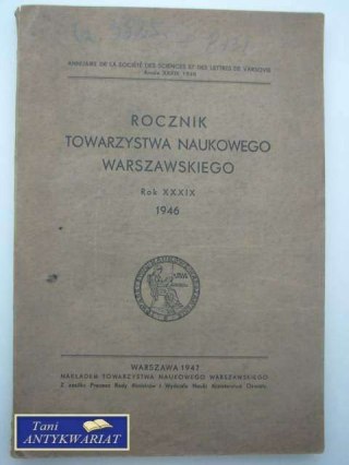 ROCZNIK TOWARZYSTWA NAUKOWEGO WARSZAWSKIEGO