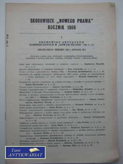 SKOROWIDZE NOWEGO PRAWA ROCZNIK 1986