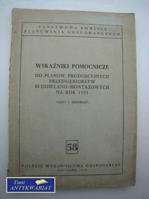 WSKAŹNIKI POMOCNICZE DO PLANÓW PRODUKCYJNYCH