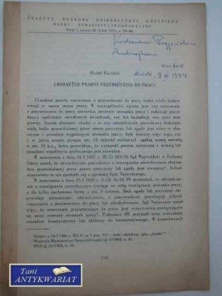 CHARAKTER PRAWNY PRZYWRÓCENIA DO PRACY