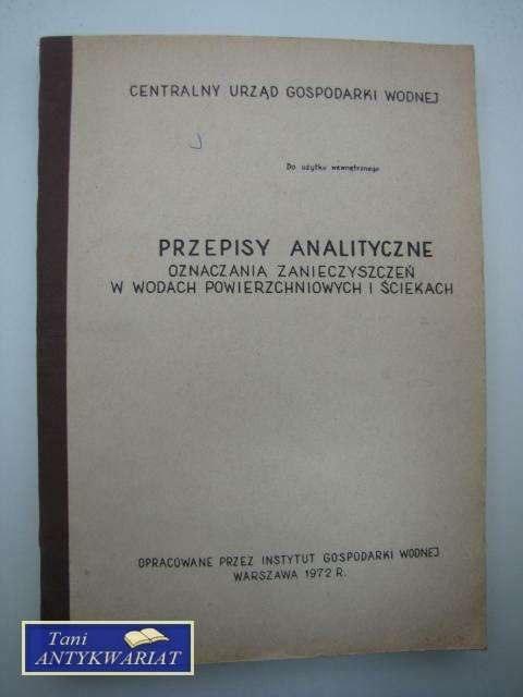 PRZEPISY ANALITYCZNE OZNACZANIA ZANIECZYSZCZEŃ