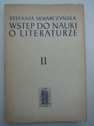 WSTĘP DO NAUKI O LITERATURZE cz. II