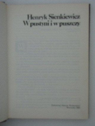 W PUSTYNI I W PUSZCZY