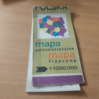 Polska mapa administracyjna mapa fizyczna wyd 1972
