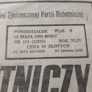 Głos Robotniczy nr 13655 z 15 maja 1989 roku.