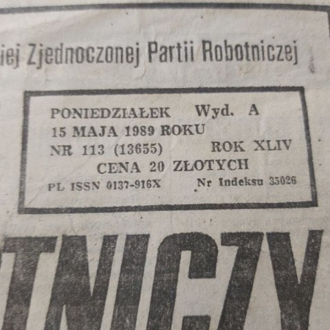 Głos Robotniczy nr 13655 z 15 maja 1989 roku.