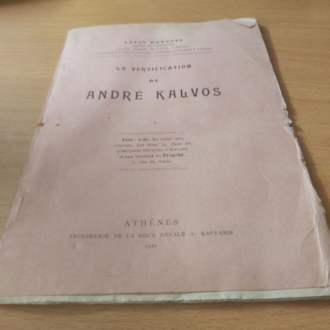 La Versification de Andre Kalvos wyd. 1922 rok.