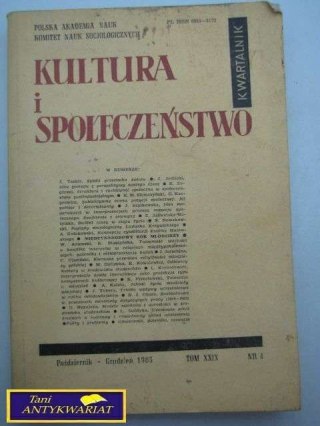 KULTURA I SPOŁECZEŃSTWO tom 29, nr 4